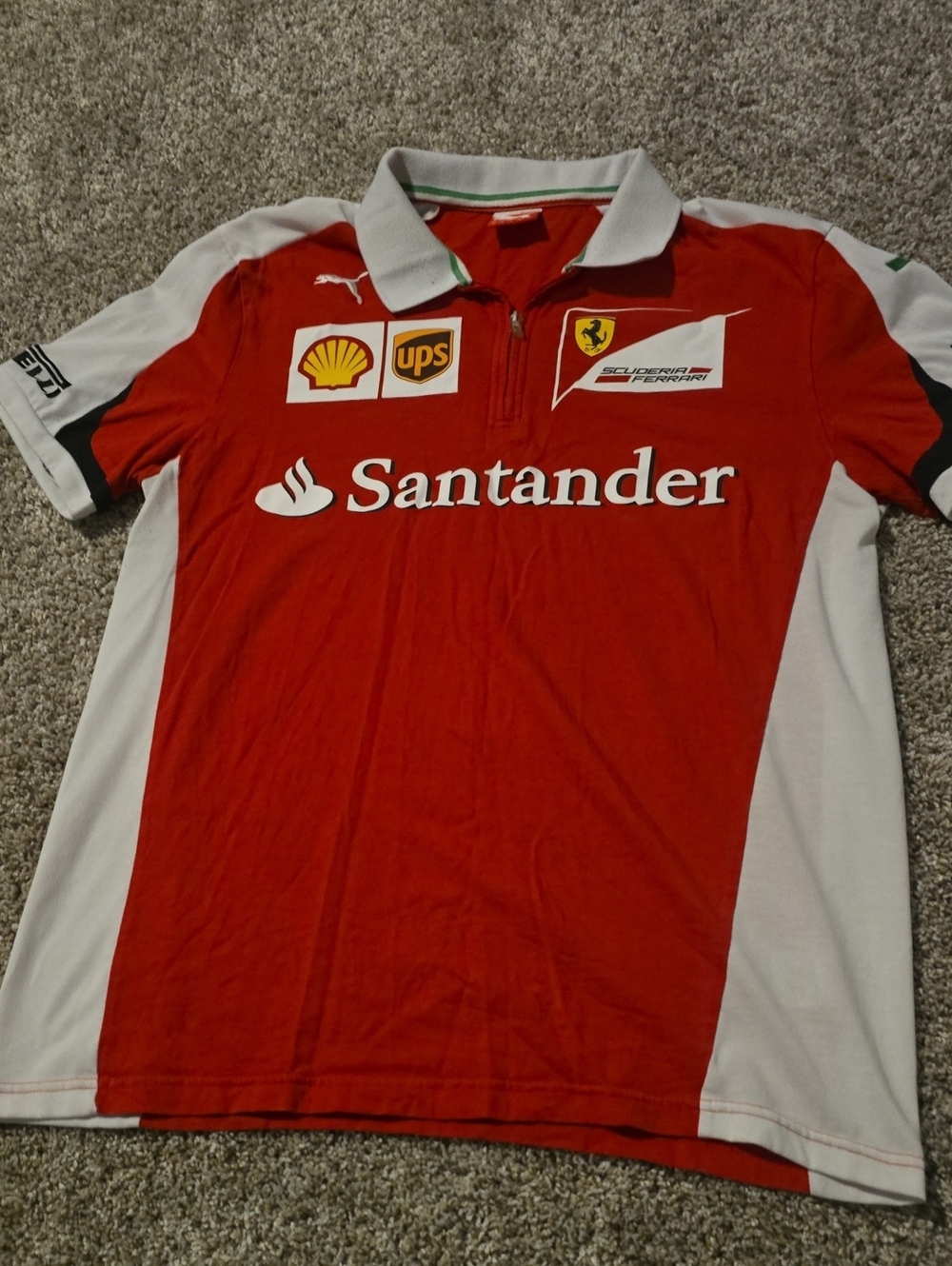 Ferrari 2015 Red and White Men's Team Polo with Sponsor Logos Size M